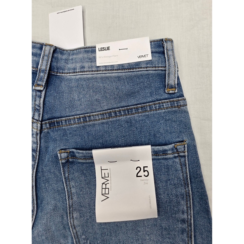 Vervet Leslie 90s Vintage Flare Jeans Distressed Blue Denim Size 25 NWT - Picture 10 of 10